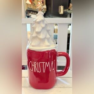 Rae Dunn Red Mug with White Accents